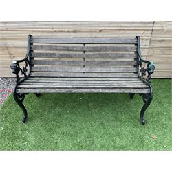  Cast metal and wood slatted garden bench - THIS LOT IS TO BE COLLECTED BY APPOINTMENT FROM DUGGLEBY STORAGE, GREAT HILL, EASTFIELD, SCARBOROUGH, YO11 3TX