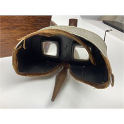 Underwood & Underwood sun sculpture stereoscope viewer, together with three other stereoscope viewer, and box of stereoscopic views by Realistic Travels 