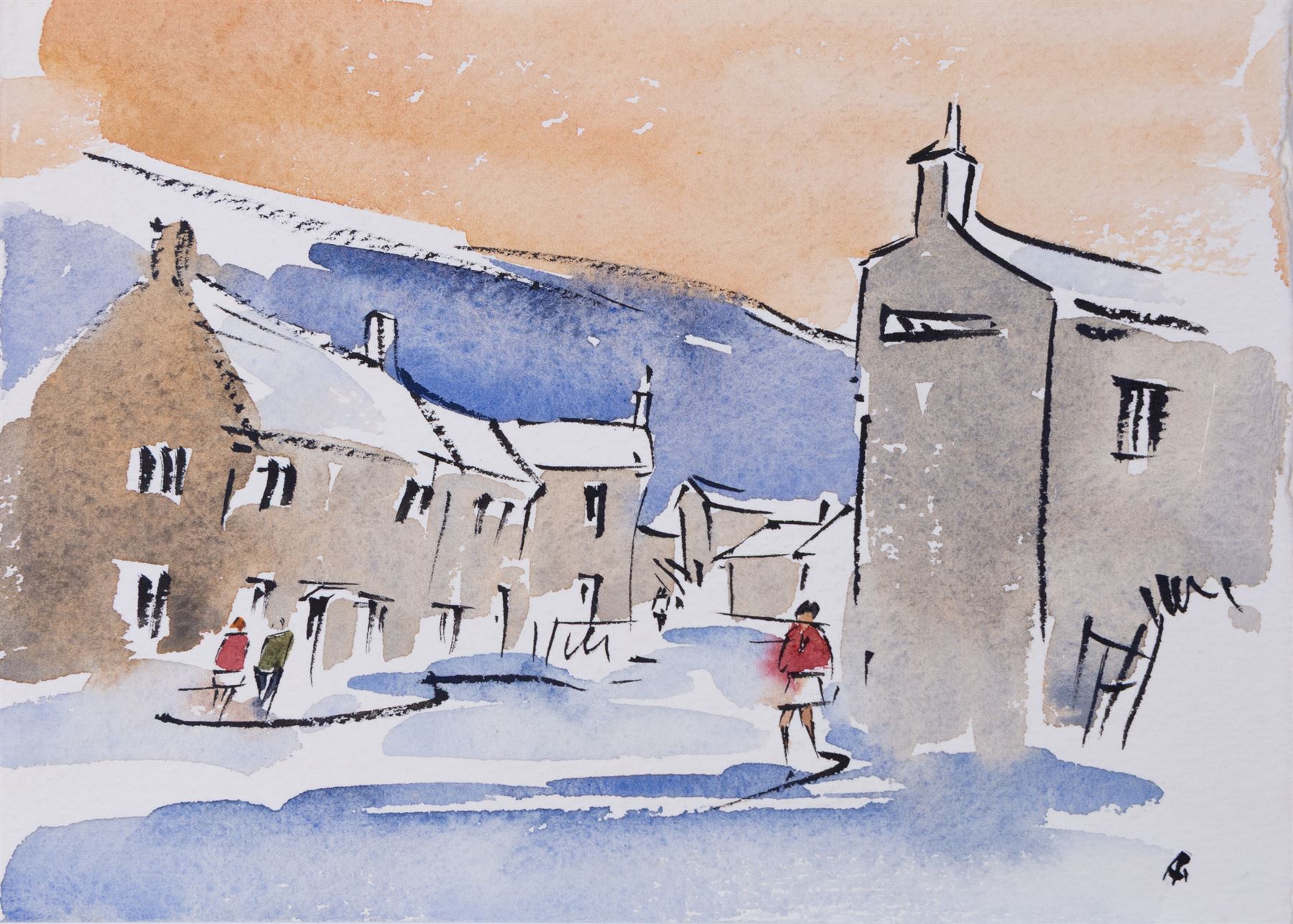 Angus Bernard Rands (British 1922-1985): Winter Scenes, set of four watercolours signed with initials, one dated 1972, max 15cm x 21cm; together with a collection of memorabilia, including a letter and various Christmas cards (unframed)