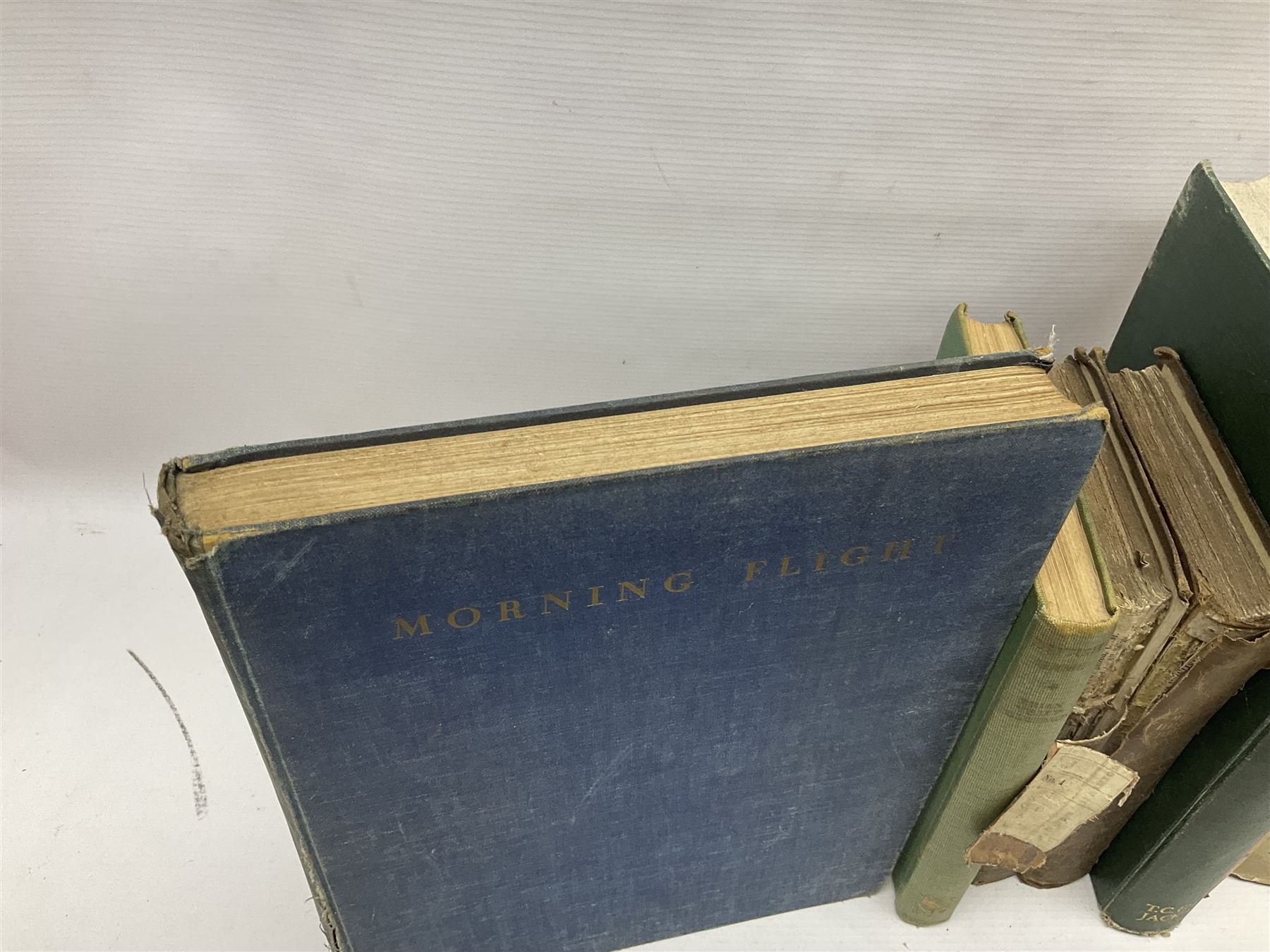 Books - Natural History - Robert Mudie, Mudies British Birds, The Feathered Tribes of the British Isles, two volumes, second edition, Whittaker & Co., Ave Maria Lane, London, 1735, chromolithographic plates, Peter Scott, Morning Flight, A Book of Wildfowl, Hazell, Watson & Viney Ltd, London and Aylesbury, 1947, F B Kirkman & F C R Jourdain, British Birds, London T C & E C jack Limited, Edinburgh, 1932, plus other examples on ornithology, (7)


