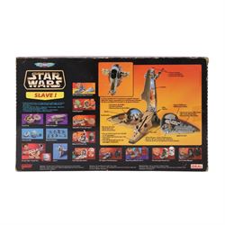 Galoob Micro Machines Star Wars Slave I, signed by Warwick Davis and Michael Sheard in black marker pen to front of box