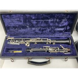 F. Buisson Dallas London oboe, serial no.5434; Boosey & Hawkes Lafleur clarinet, serial no.807004; and incomplete Boosey & Hawkes Regent clarinet, serial no.372169; each in fitted carrying case (3)