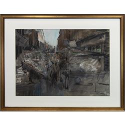 Thomas (Tom) John Coates (British 1941-): 'Soho Market II', pastel unsigned, titled on gallery label verso 50cm x 70cm 
Provenance: with Unicorn Pictures Limited, London, label verso
