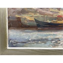 Michelle Saunders (British 1963-): Up River Esk, oil on board signed 20cm x 25cm