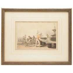 Robert Havell Sr. (British 1769-1832) after George Walker (British 1781-1856): Illustrations from The Costume of Yorkshire - 'Whalebone Scrapers' 'Fishermen' 'Farmers' 'The Cloth Dressers' 'Nor and Spell' and 'Moor Guide, six hand-coloured engravings 19.5cm x 29.5cm (6)