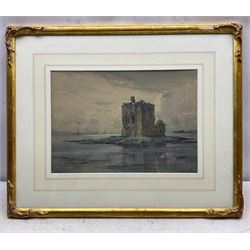 Attrib. George Jackson Flemwell (British 1865-1928): 'Rosyth Castle', watercolour signed with initials GJF titled and dated 1900, 25cm x 35cm