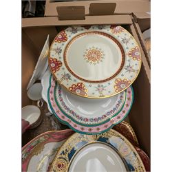 19th century and later ceramics, including cabinet plates, together with Continental vases, Copeland cups and other ceramics, in three boxes