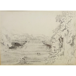  Henry Harry Lines (British 1800-1889):  pencil drawings 'Richmond', 'Ingleton - Ingleborough', 'Aysgarth Force' and 'Hornby Lancashire', five pencil drawings, signed titled and some dated 23cm x 33cm (5)  