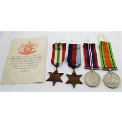 Four WW2 Medals with Entitlement Slip: 1939-45 Star, Italy Star, Defence Medal and War Medal 1939-45.