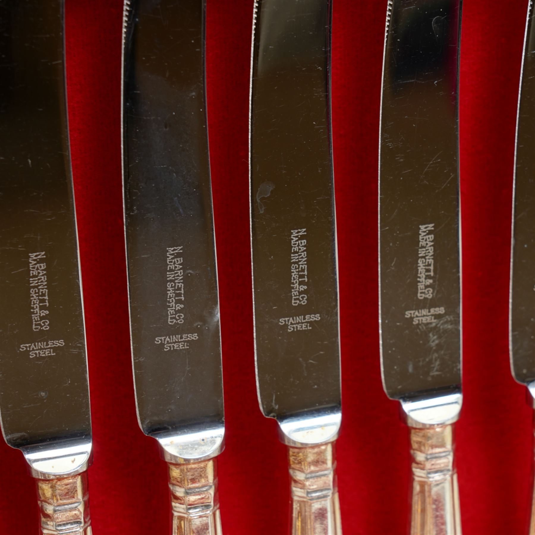 Canteen of plated Kings pattern cutlery by Barnett & Co, Sheffield for twelve covers, cased, some losses