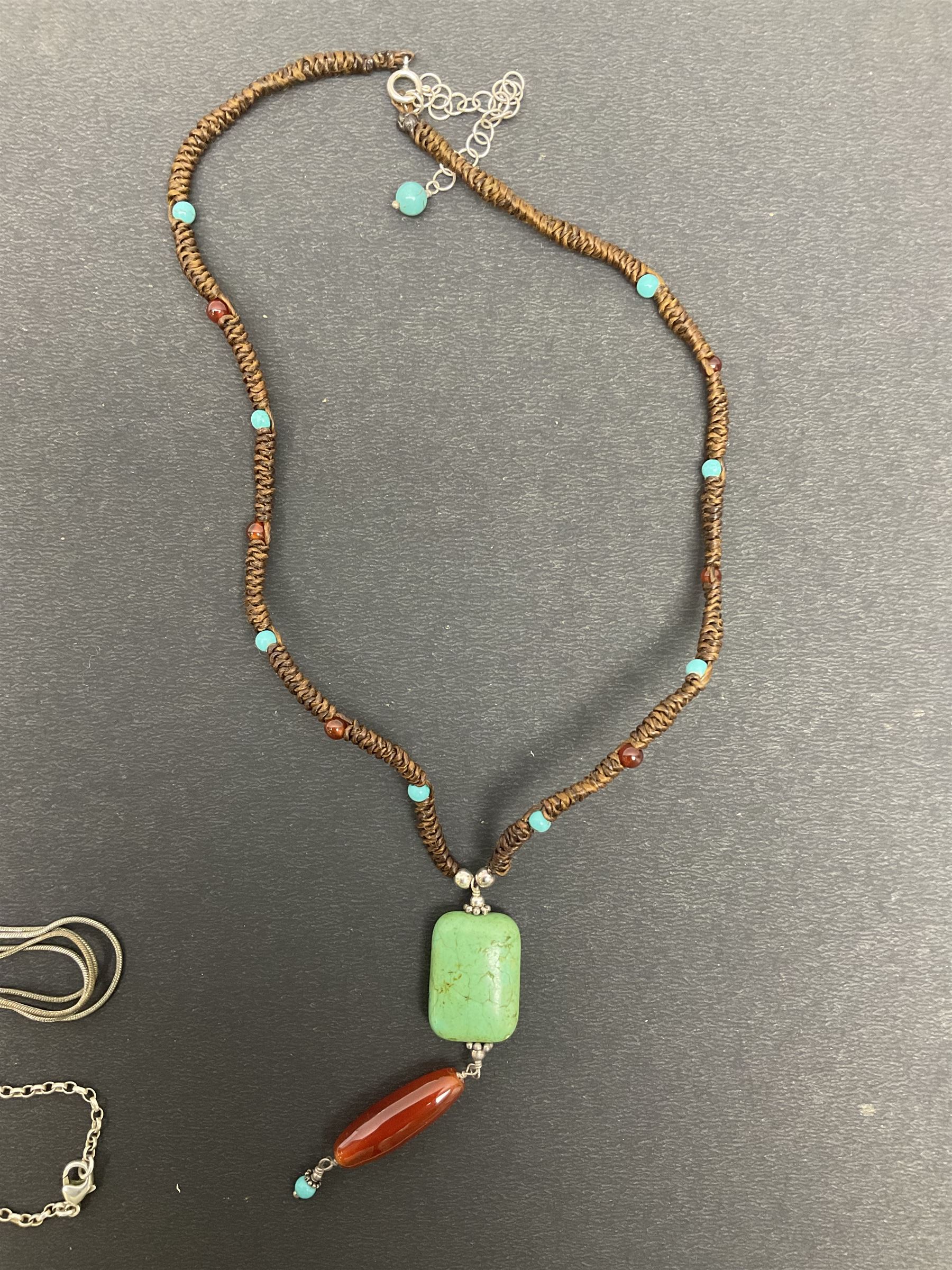 Ola Gorie silver spiral design necklace, hallmarked, together with a collection of beaded silver jewellery 