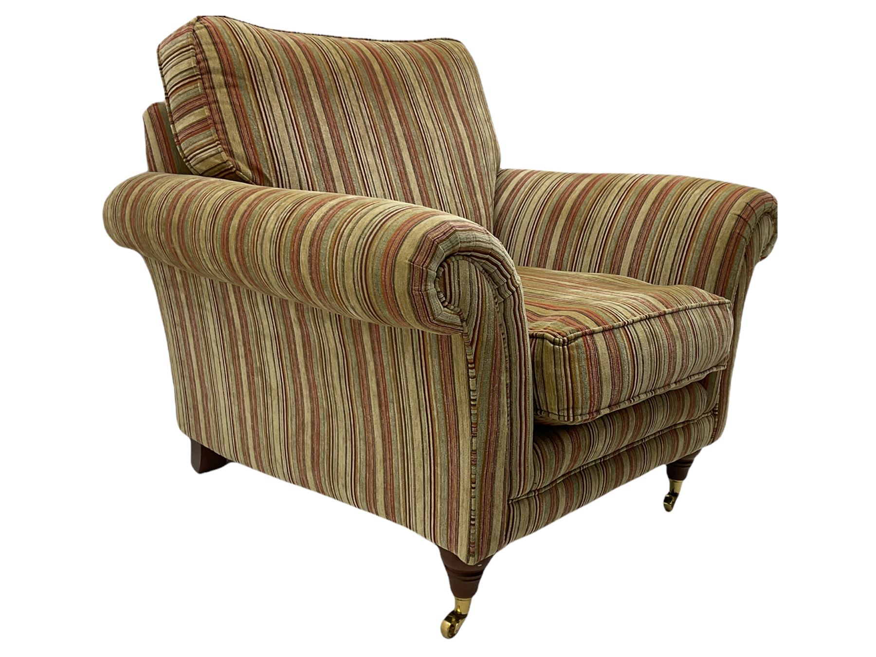 Parker Knoll armchair, upholstered in stripe fabric