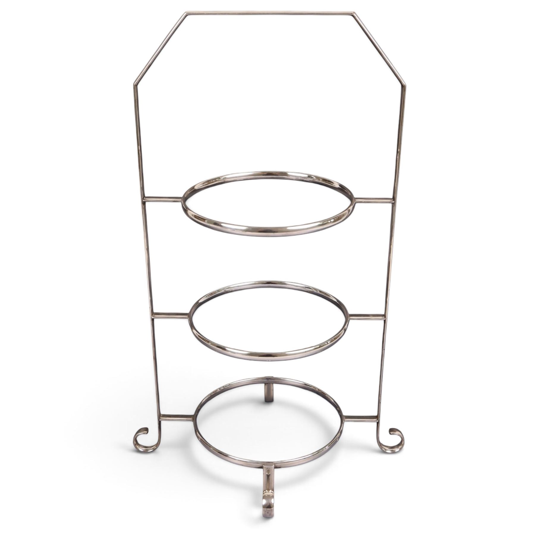 Mappin & Webb Princes Plate three level cake stand, H43cm 
