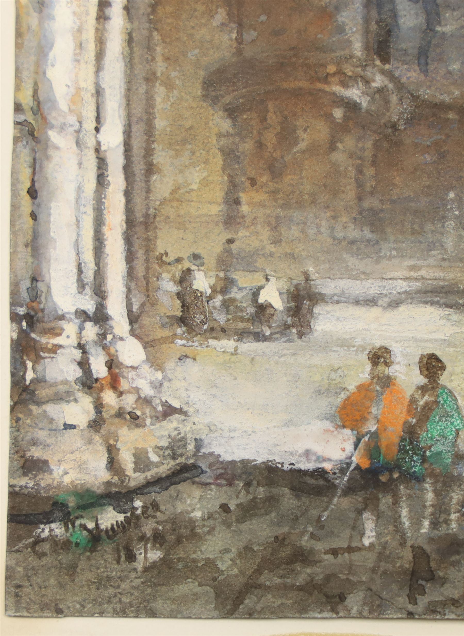 Charlotte Elizabeth Vawser RA (British fl. 1837-1875): Interior of a European Cathedral - possibly Lyon, watercolour faintly signed and dated 1870, 22cm x 16cm (unframed)
Notes: Vawser was the Daughter of fellow watercolourist George Richard Vawser. She lived in London and Derby and exhibited at the Royal Academy, the British Institution and the Society of British Artists during her career.