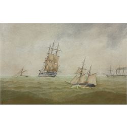 William Frederick Settle (Hull 1821-1897): Man-of-war and a Steamboat, watercolour signed with monogram and dated '81, 21cm x 32cm 
Provenance: private collection, purchased Dee, Atkinson & Harrison 7th April 1995 Lot 885