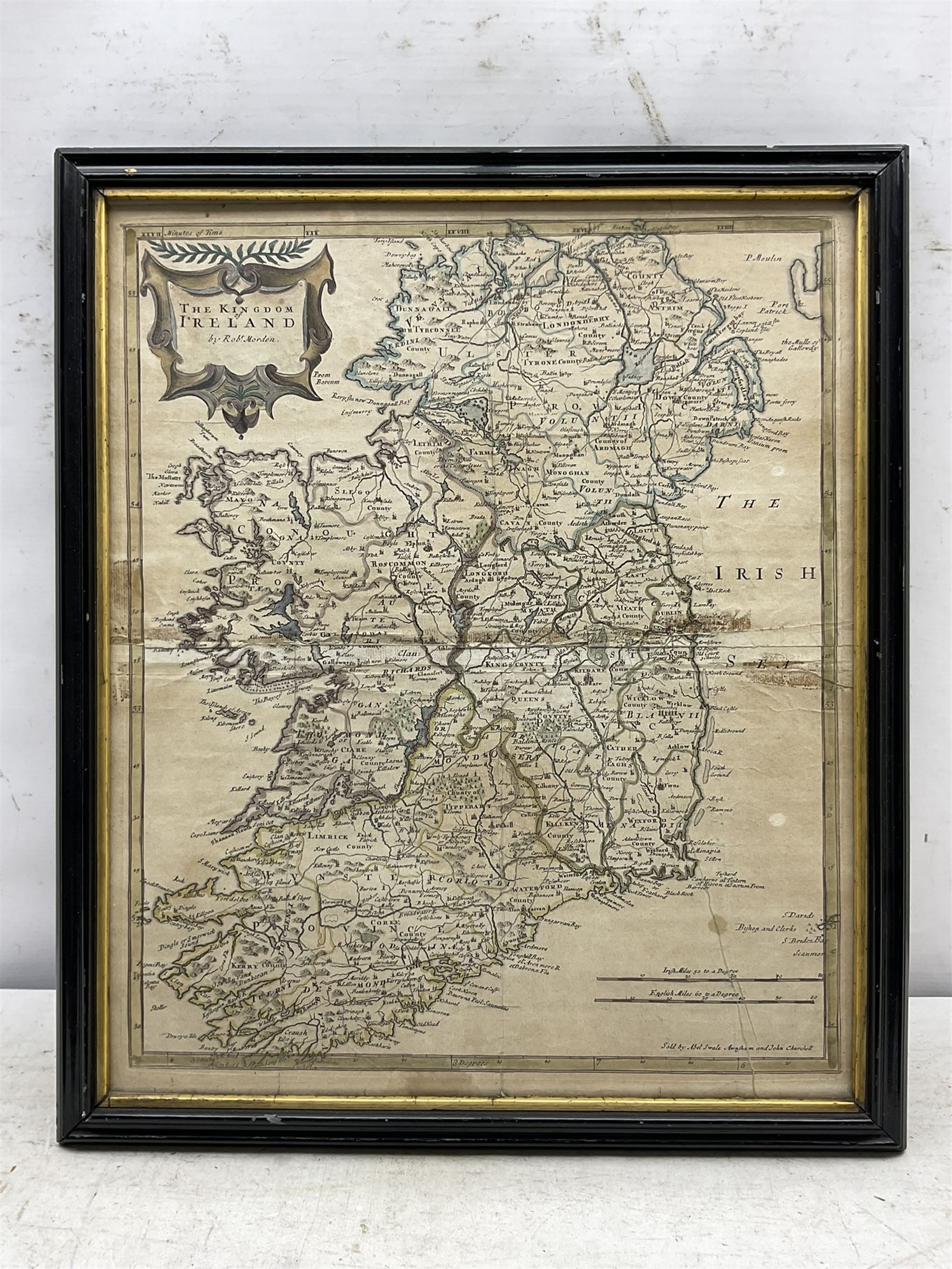 Robert Morden (British c.1650-1703): 'The Kingdom of Ireland', 18th century engraved map with later hand colour 42cm x 35cm