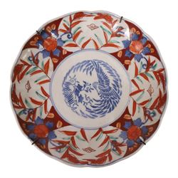 Collection seven 19th century Japanese Imari plates, six with scalloped edges, largest D30cm 