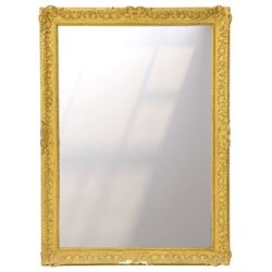 Large Louis XV style gilt framed mirror, the rectangular plate within a pierced and moulde...