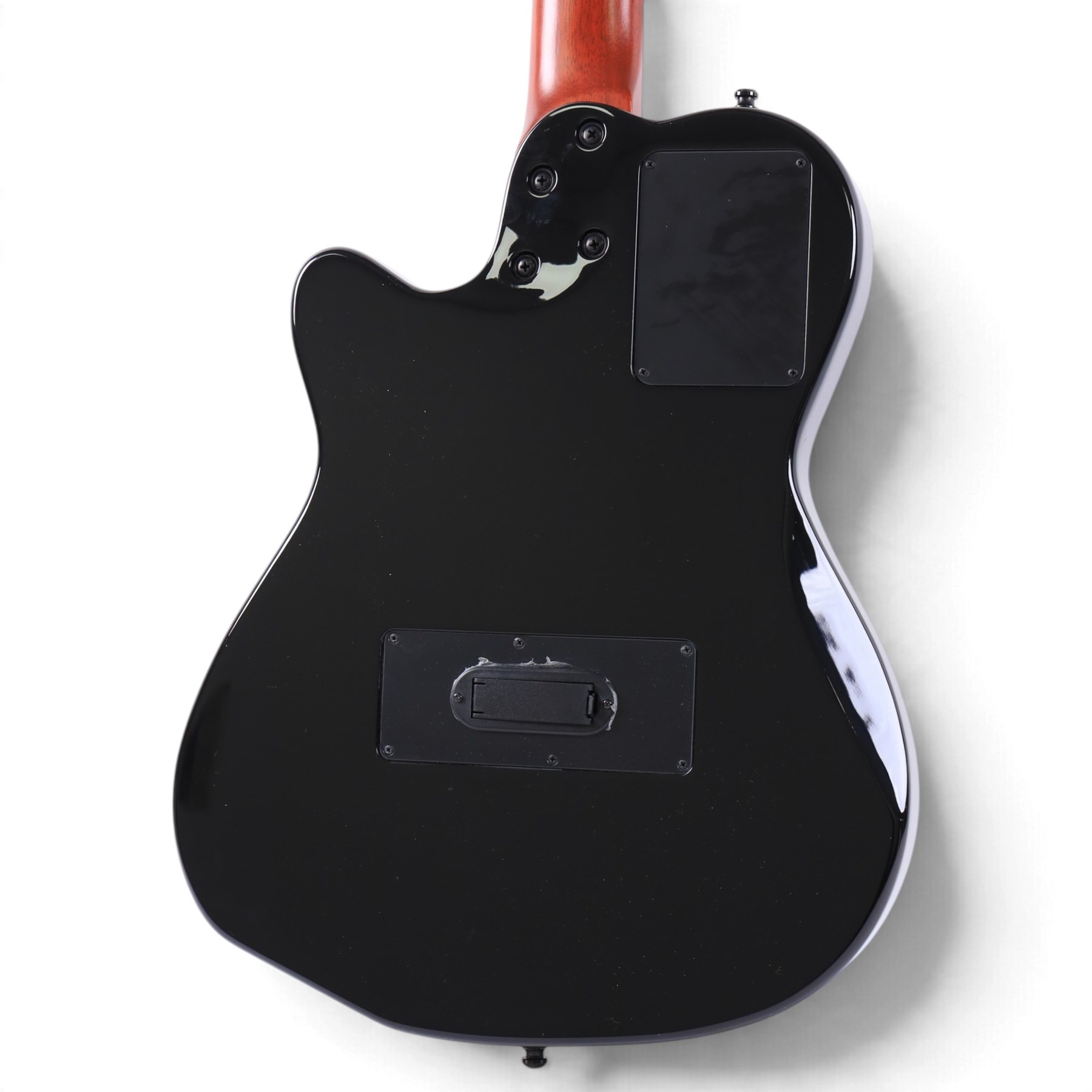 Godin Multiac ACS SA chambered hybrid guitar, in black high gloss finish, made in Canada, serial no. 17352113, in fitted soft case, L103cm