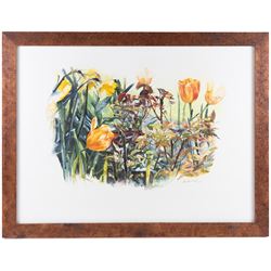 Annette Kane (British 1955-): 'Two Spoons' and Still Life of Tulips, two watercolours signed, one titled verso, 33cm x 48cm and 55cm x 74cm (2)