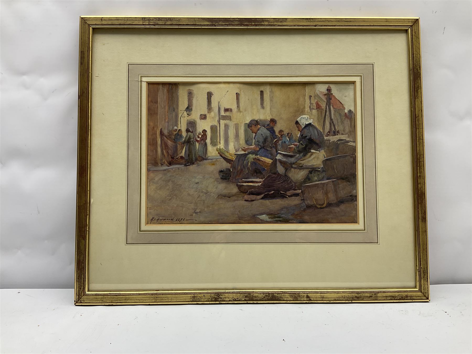 Henry Silkstone Hopwood (Staithes Group 1860-1914): Fisher Women on the Quayside, watercolour signed and dated 1896, 22cm x 33cm
Provenance: with Phillips & Sons, Marlow, November 1979