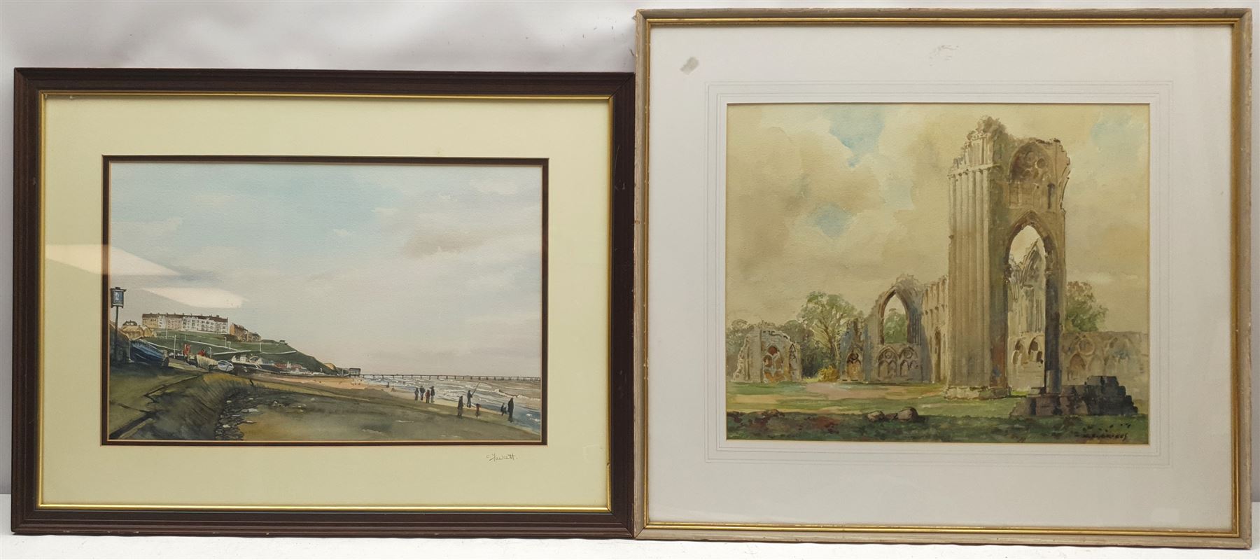 Carol Fawcett (British Contemporary): 'Saltburn', watercolour signed 30cm x 46cm; WF Briggs (British 20th century): 'St Mary's Abbey' York, watercolour signed 35cm x 44cm (2)