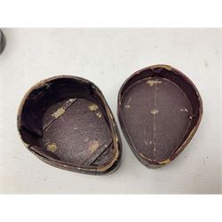 19th century Watkins combined clinometer and compass, patent 217, by J. Hicks Maker 8 Hatton Garden London No.5829, of drum shaped form in lacquered brass case D7cm; both instrument and case bear the name of former owner Thomas S.N. Hardinge; with early 20th century postcard caricature of a serviceman (2)