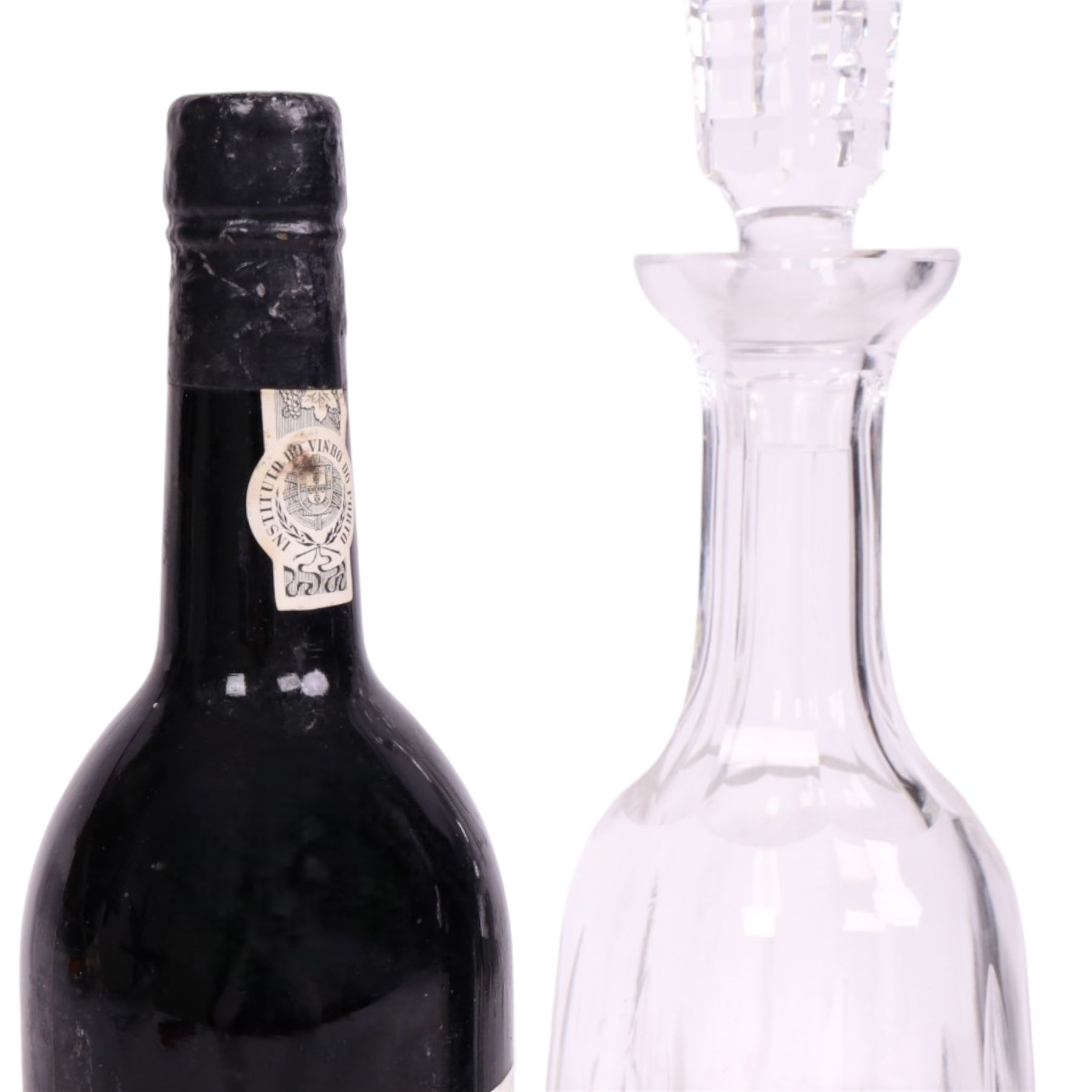 Warre's 1977 vintage port, 75cl unknown proof, two bottles, with Waterford Lismore pattern glass decanter