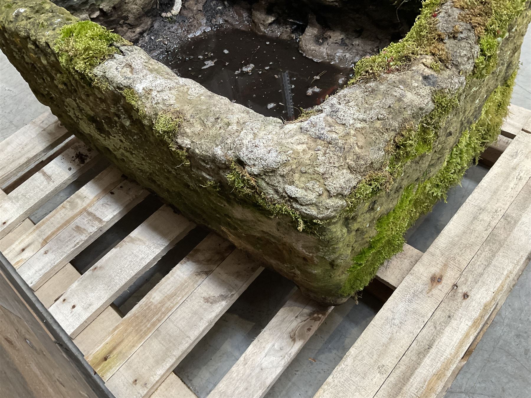 Large 19th century weathered rectangular stone trough