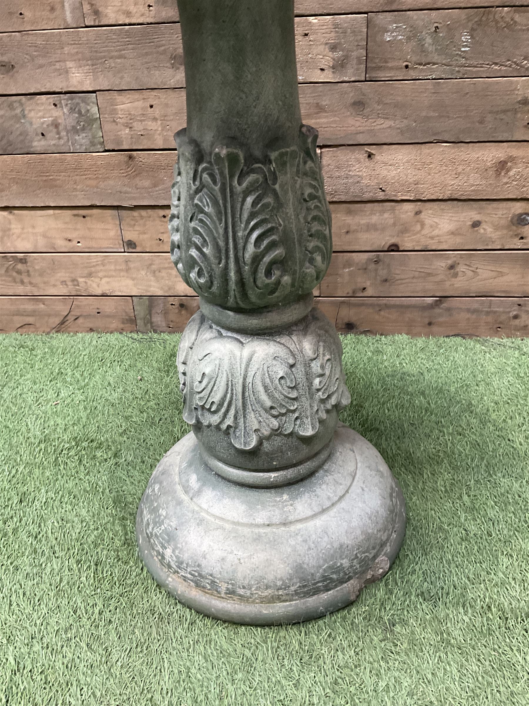 Cast stone two piece bird bath in green finish - THIS LOT IS TO BE COLLECTED BY APPOINTMENT FROM DUGGLEBY STORAGE, GREAT HILL, EASTFIELD, SCARBOROUGH, YO11 3TX