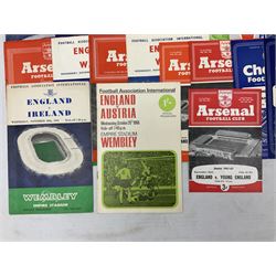 Football programmes - thirteen various England and England Youth matches 1953-77; European Cup Winners Cup Final May 19th 1965 TSV Munchen 1860 v West Ham; European Champions Club Cup Final May 29th 1968 Benfica (1) v Manchester United (4), the famous Bobby Charlton final; seven Wealdstone F.C. 1950-66 including London Senior Charity Cup Final May 10th 1952; Harrow Town Football Challenge Cup April 14th 1948; and eight F.A. Amateur Cup Finals and Semi-Finals plus three song sheets 1956-68 (34)