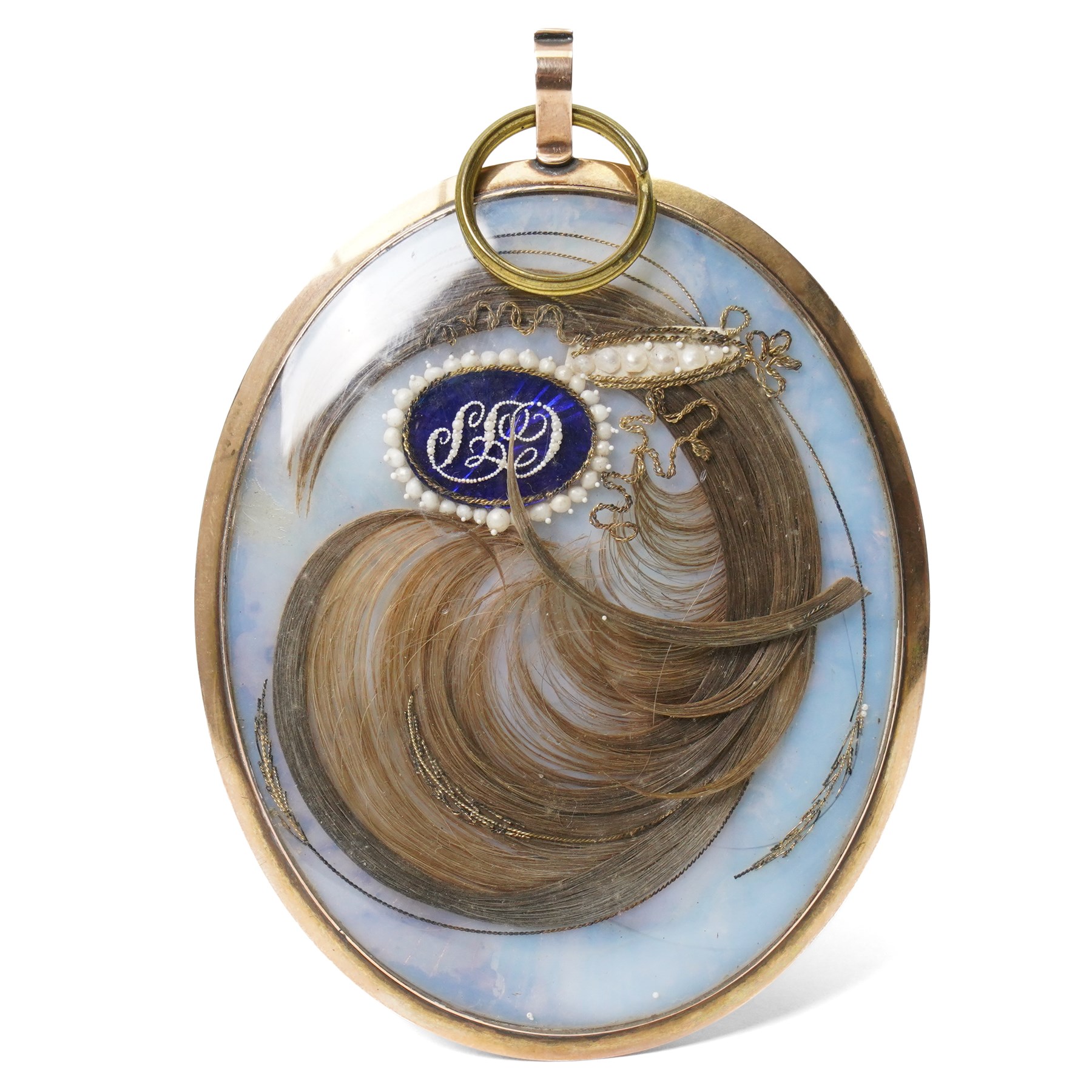 English School (Early 19th century): Miniature Portrait of a Gentleman, watercolour on ivory, mounted within gold frame, with mourning lock of hair verso 7.5cm x 6cm 
This item has been registered for sale under Section 10 of the APHA Ivory Act