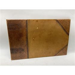 Samuel Buck: Ruins, Abbeys and Castles of Yorkshire. Bound collection of twenty-five engraved views dated 1720 - 1728 including Burstal Abbey Hull, Bolton Abbey, Whitby Abbey, Scarborough Castle, Malton Priory etc and list of subscribers; oblong folio; mottled half leather and suede binding by Etherington, Thorpe & Co., Pudsey