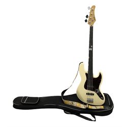 Hohner Professional J Bass F1 four-string fretless electric bass guitar, serial no.C206482 L116cm; in soft carrying case