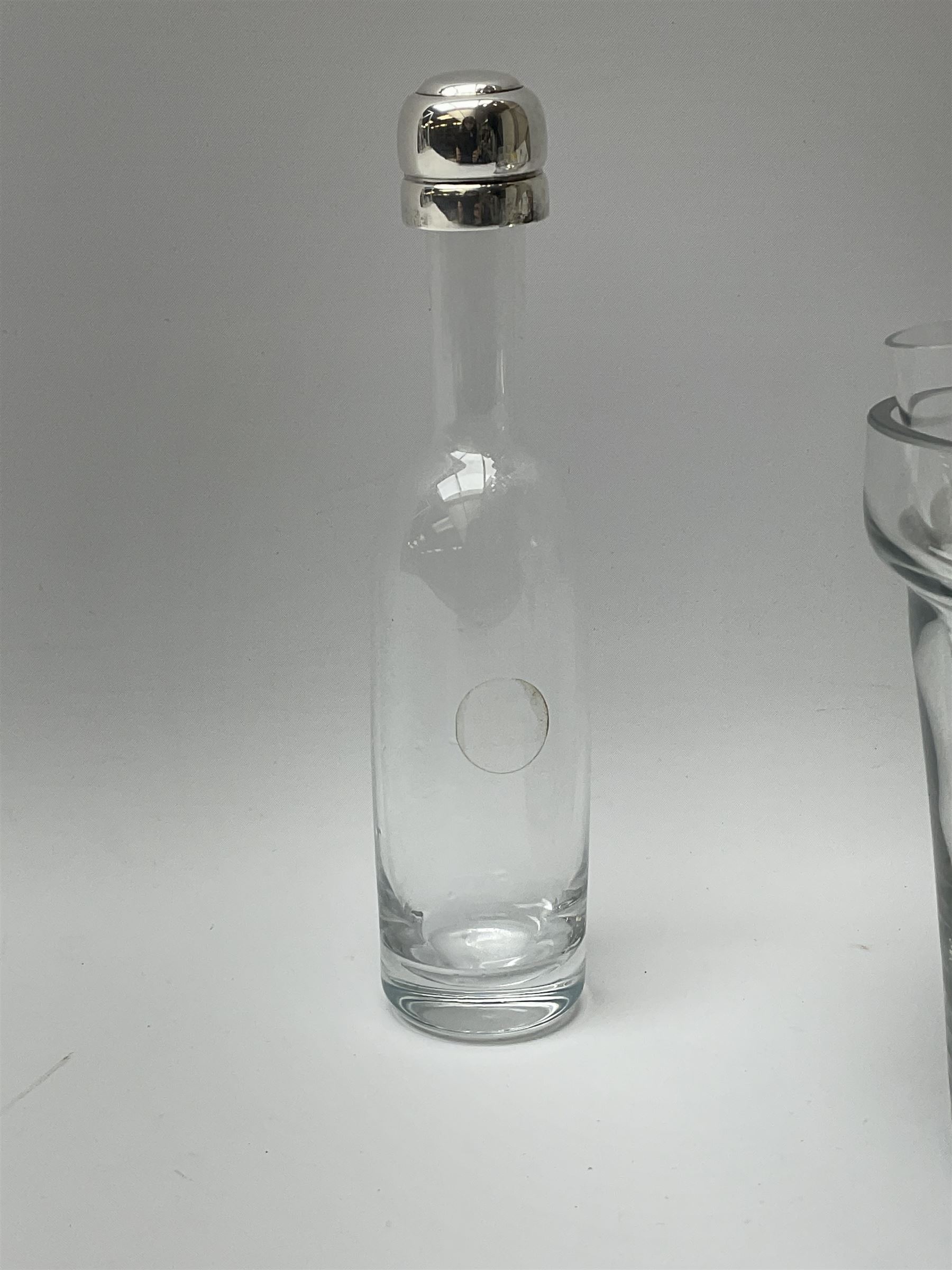 A St. Hilaire clear glass decanter and shot glass set, the ice bucket ...