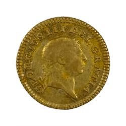 George III 1804 gold one third of a guinea coin, glue residue to obverse