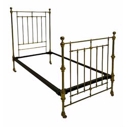 Wessex Antique Bedsteads - Victorian brass 3’ 6” single bedstead with base