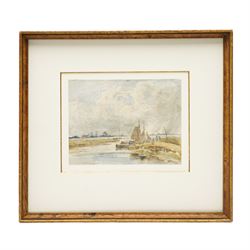 Hendrik-Willem Mesdag (Dutch 1831-1915): Fishing Boats on the Estuary, watercolour signed 16cm x 20cm