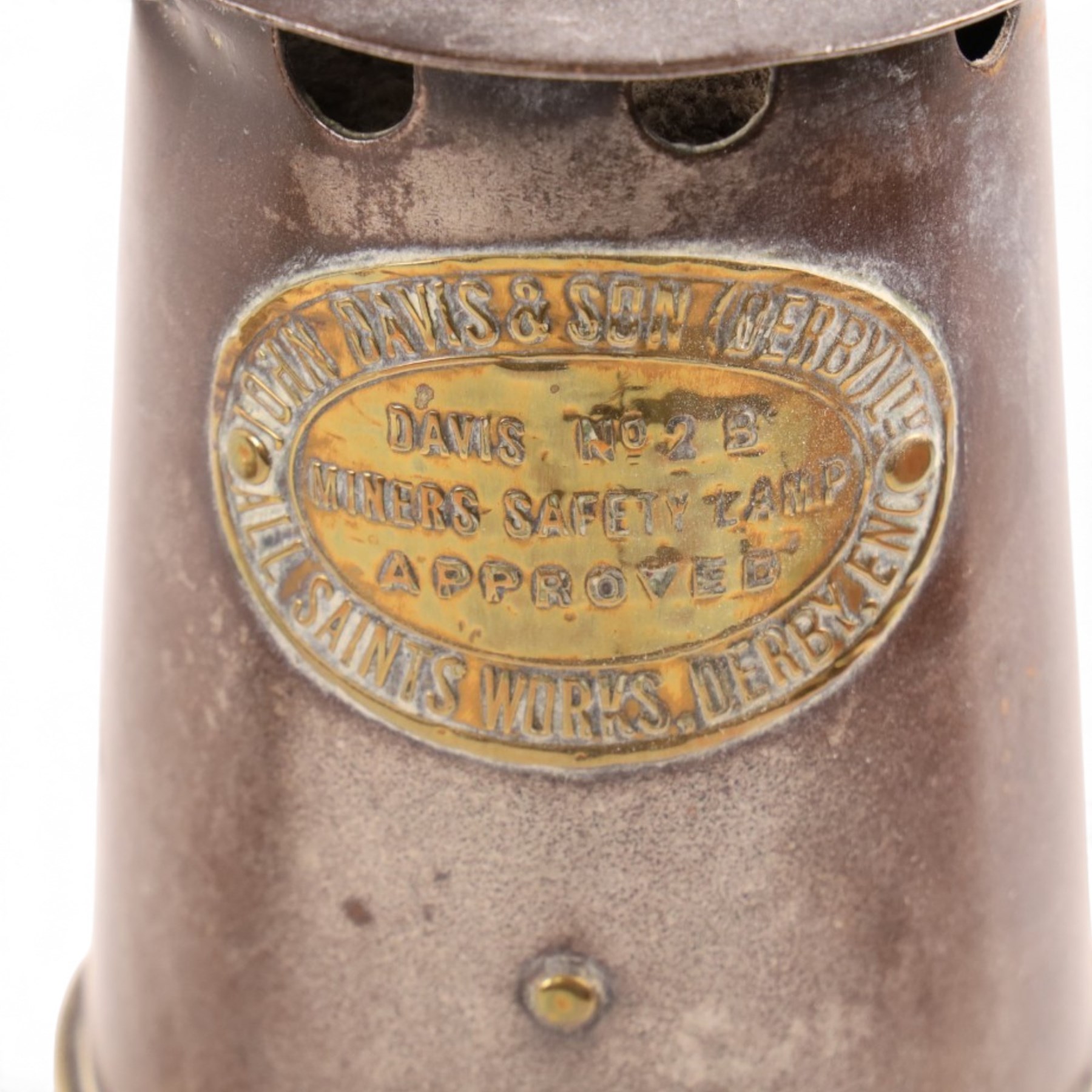 Three mining lamps, including John Davis & Son no. 2 B safety lamp, Protector Lamp & Lighting Co Type SL no. 29 lamp and one other