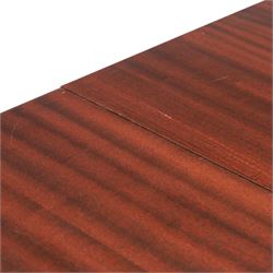 Mid-20th century mahogany extending dining table, with additional leaf, raised on square legs