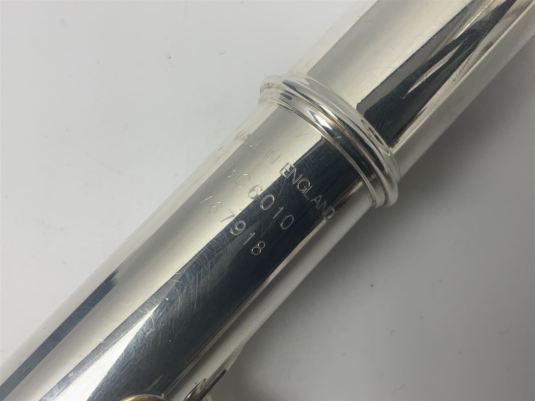 Buffet Crampon Model BC6010 silver plated three-piece flute, serial no.767918; in fitted case with cleaning rod