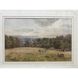 Michael Anthony Clark (British 20th century): Ravenscar from Robin Hood's Bay and Horses Grazing, pair watercolours signed 33cm x 52cm (2)