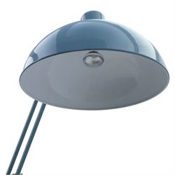 Contemporary pale blue floor lamp, in the manner of Anglepoise, counter balance sprung arm, light grey cord with a weighted base 