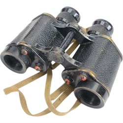 WWII Taylor-Hobson OS420 MA Bino Prism No.2 MK III x6 binoculars, the body marked with broad arrows, the case marked 6E/293 AM, togethter with another pair of Taylor-Hobson OS308 GA Bino Prism No.2 MK.II x6 cased and one other pair of binoculars 