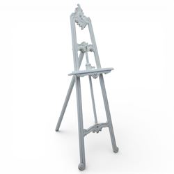 Large white rococo style easel, with adjustable frame rest 