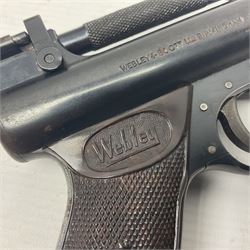 Webley Premier .177 cal. air pistol with top lever action, serial no.462; in original box with label under lid NB: AGE RESTRICTIONS APPLY TO THE PURCHASE OF AIR WEAPONS.