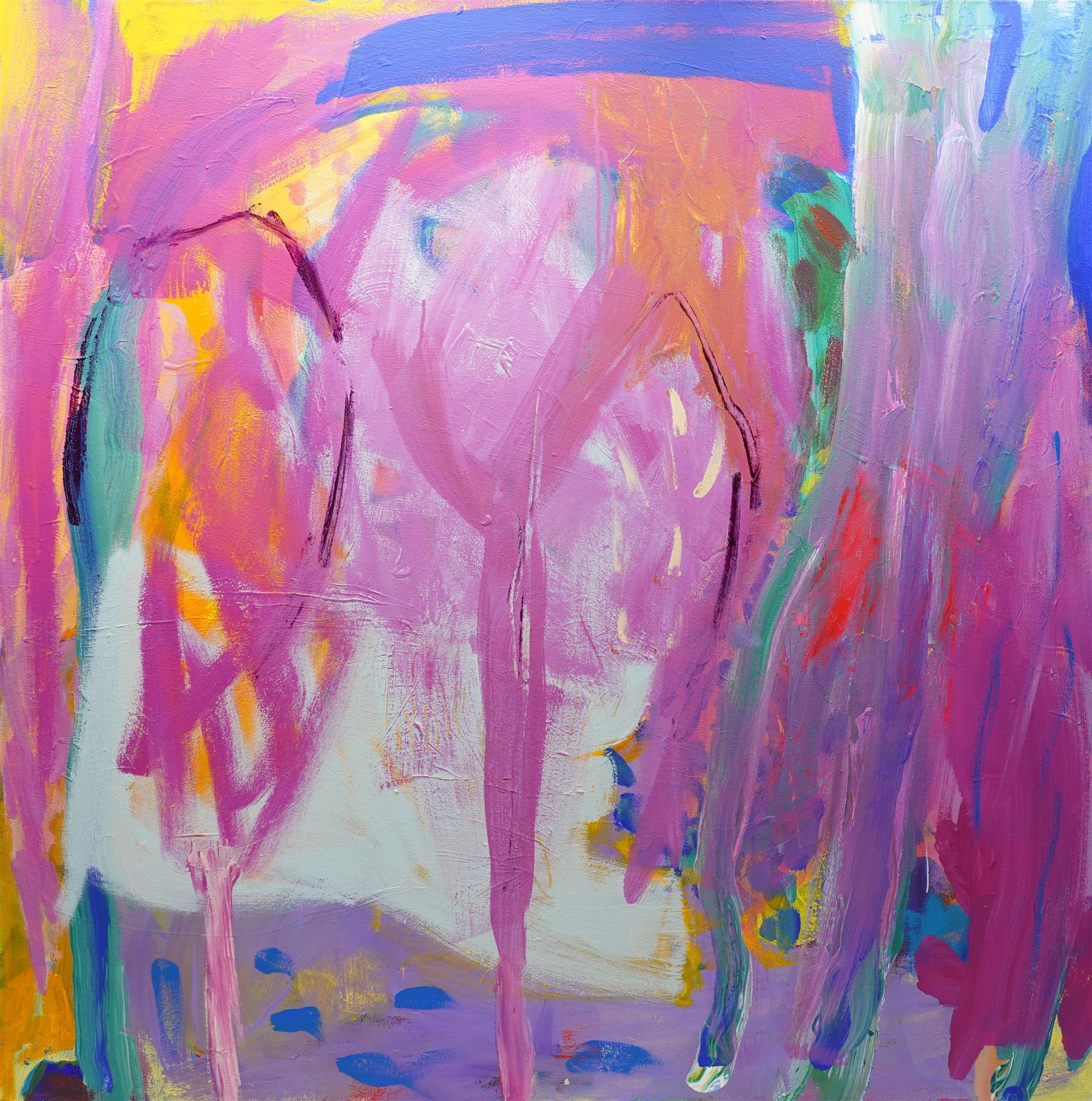 Gillian Ross Kelsey (British 1935-2025): 'Pink Valley No 2', acrylic on canvas unsigned 102cm x 102cm (unframed)