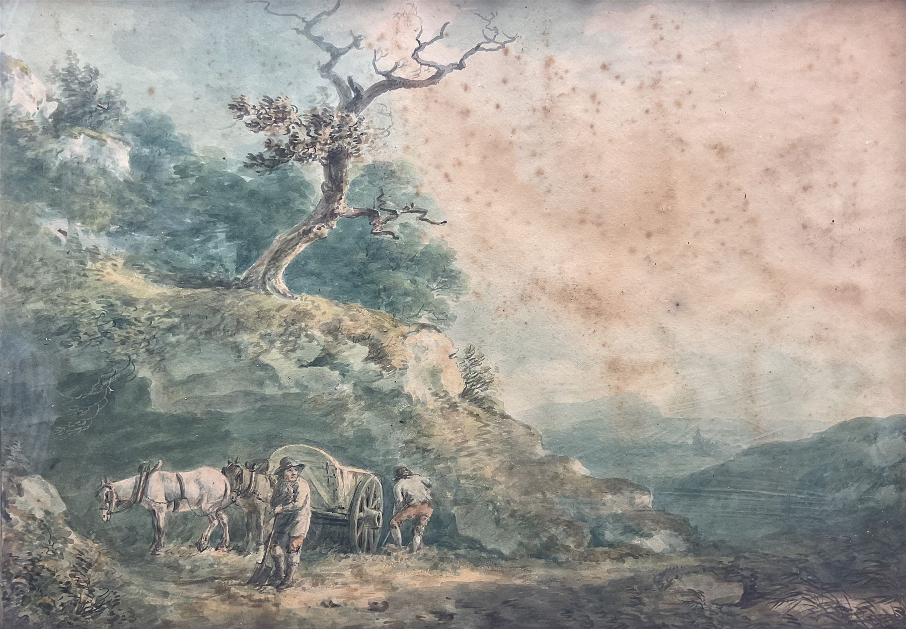 Nicholas Pocock (British 1740-1821): Travellers, watercolour unsigned c.1791, 40cm x 56cm 
Provenance: private collection, purchased Mallams Ltd 11th July 2018 Lot 461, then sold with its signed pair