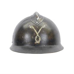 French Vichy Milice adrian helmet with white painted mark to the front, without liner, 