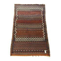 Flat-woven rug, decorated in horizontal bands, geometric all-over design